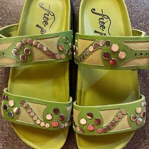 Free People Lime Green Studded Sandals